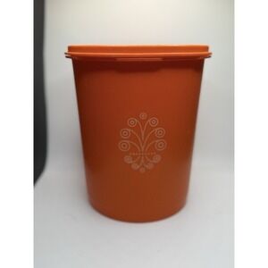 Vintage 70"s Tupperware Harvest Orange Canister #809-4  (7" tall) & Lid